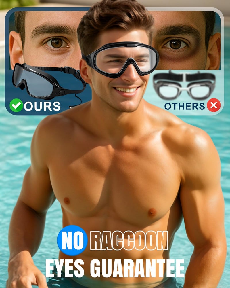 Rantizon Swim Goggles 2 Pack, Wide View Anti Fog&UV Swimming Goggles for Audlt, No Leaking Swim Glasses for Men Women Youth - Image 2