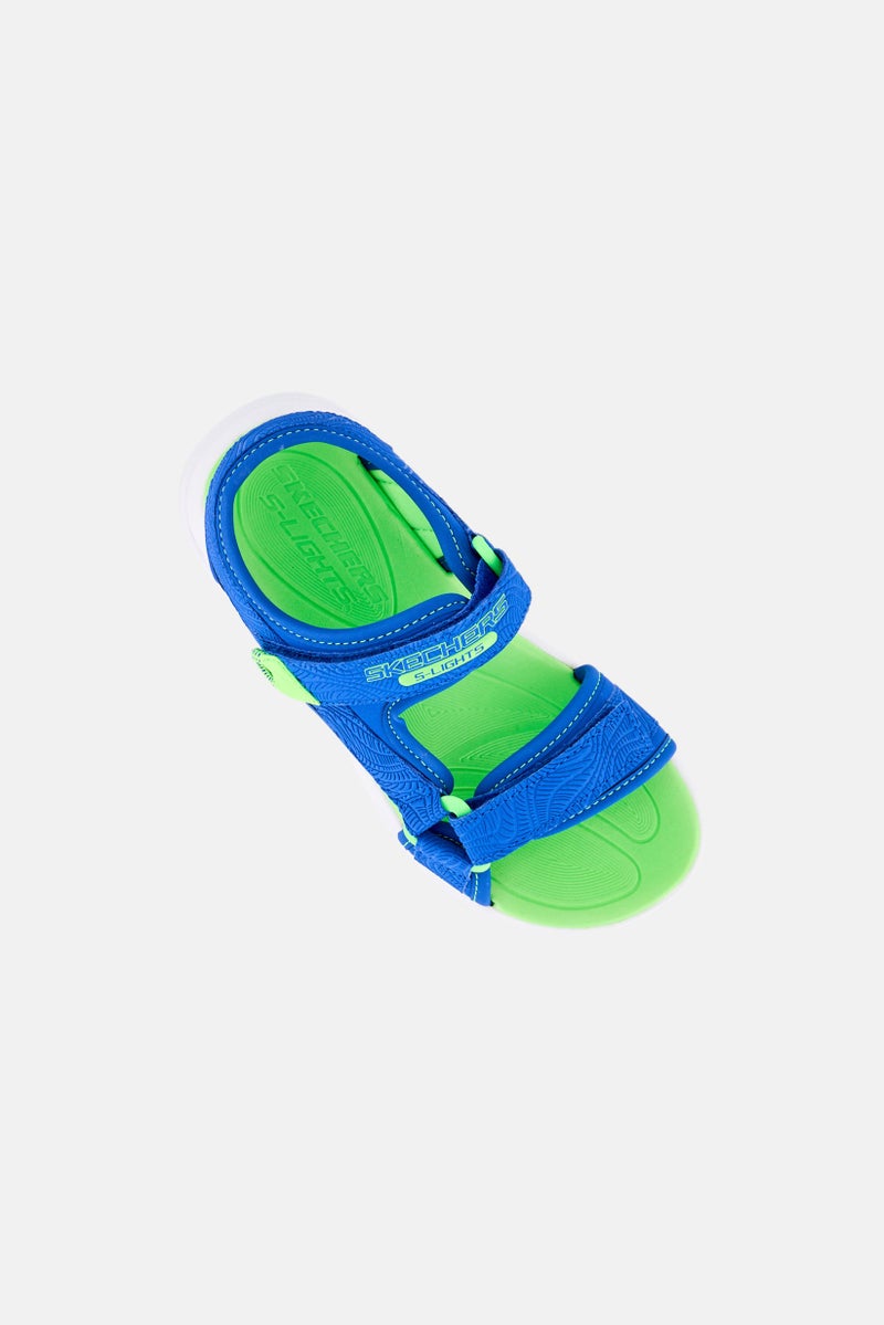 SKECHERS Kids Boy Lights Sola Glow Hydro Rays Velcro Closure Sandals, Blue - Image 4