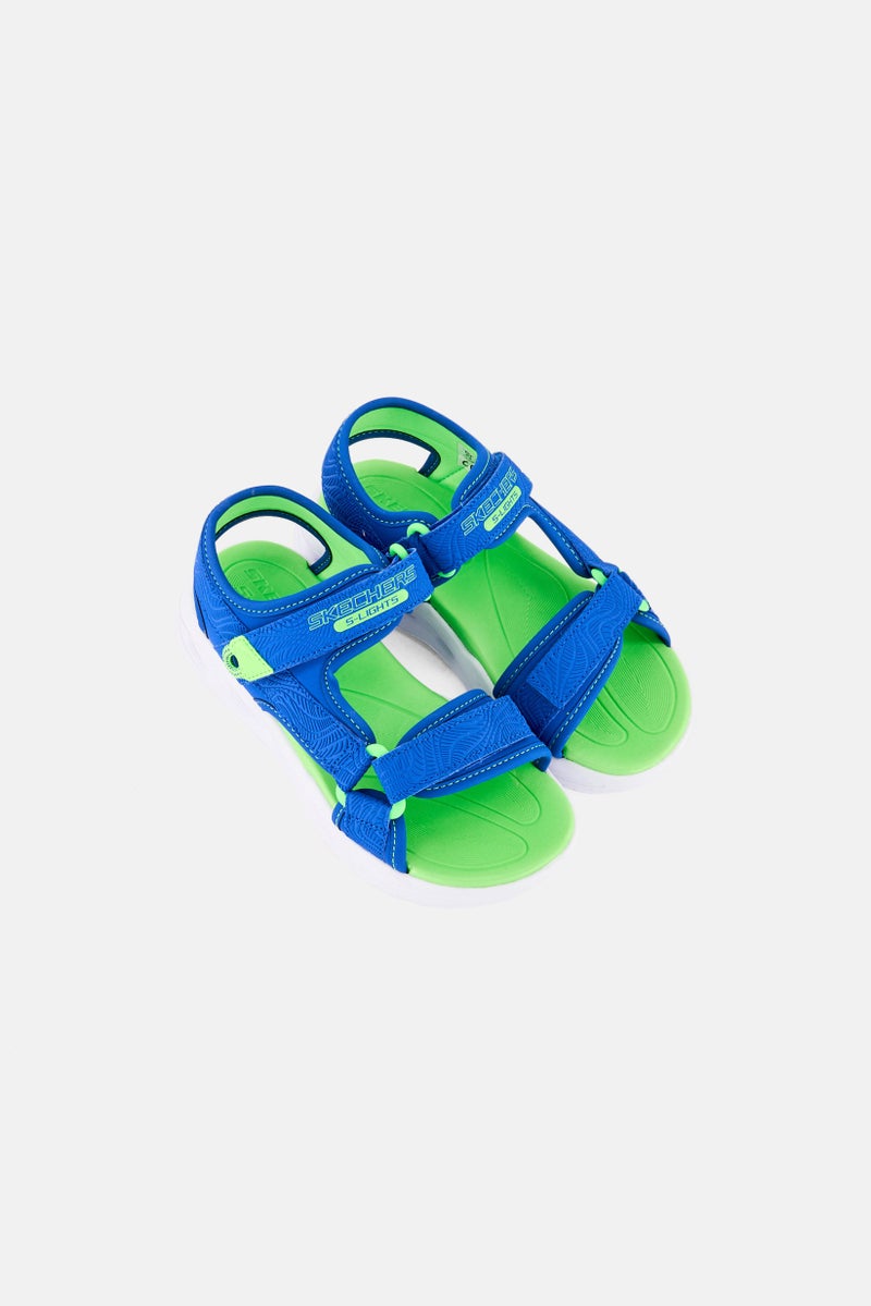 SKECHERS Kids Boy Lights Sola Glow Hydro Rays Velcro Closure Sandals, Blue - Image 2
