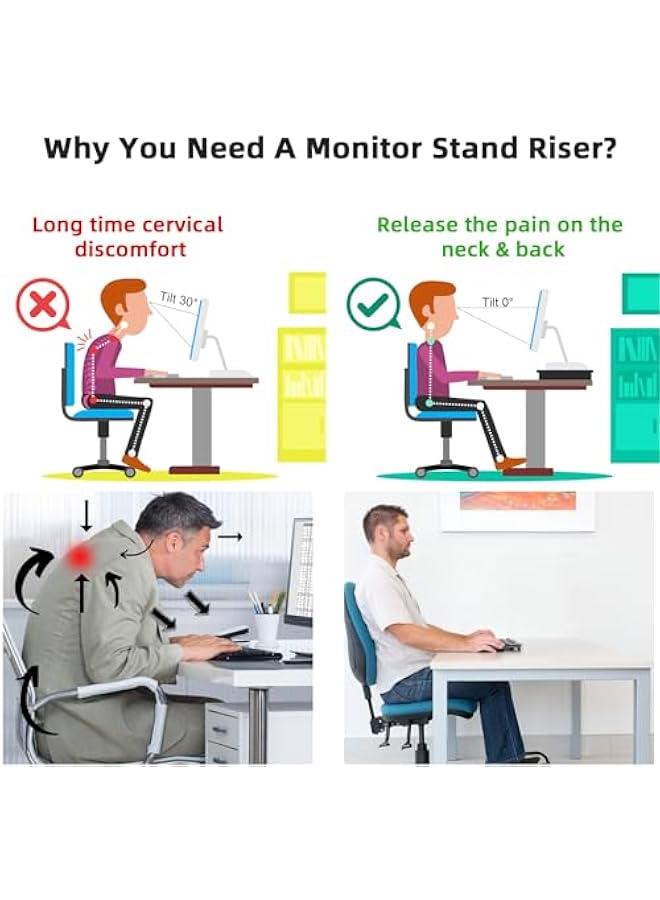 Arabest Monitor Stand Riser, 16.5 Inch 2 Tier Computer Printer Shelf Stand for Laptop Computer Screen Storage, Desktop Stand with Phone Holder and Cable Management (White) - Image 5