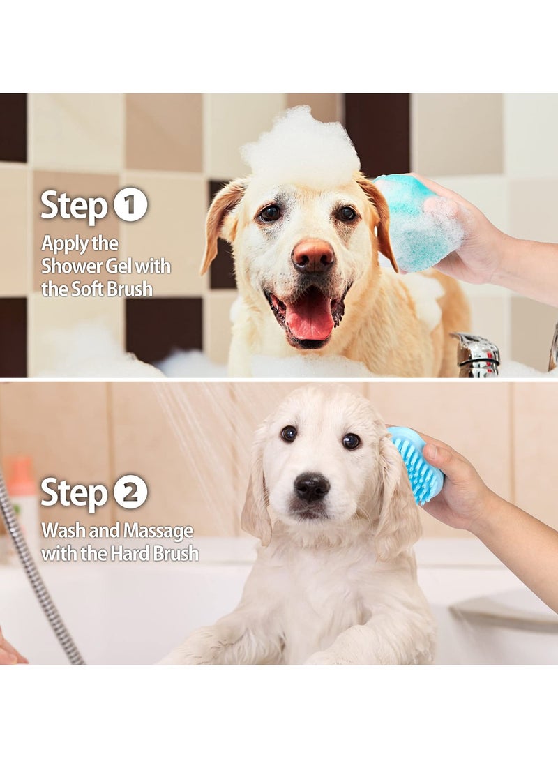 Dog Bath Brush, Soft Silicone Pet Shampoo Massage Dispenser Grooming Shower Brush for Short Long Haired Dogs and Cats Washing 2 Pcs - Image 4