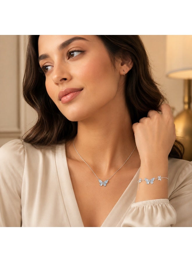 RAFAL Women's Glow-in-the-Dark Butterfly Necklace and Bracelet Set with Red Rose Box - 2 Pieces - Image 5