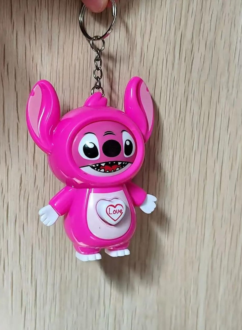 لعبة الضغط على شكل وجه ستيتش المتغير، دمى زرقاء ووردية بسلسلة مفاتيح بتصميم قلب حب، مجموعة من قطعتين - Image 3