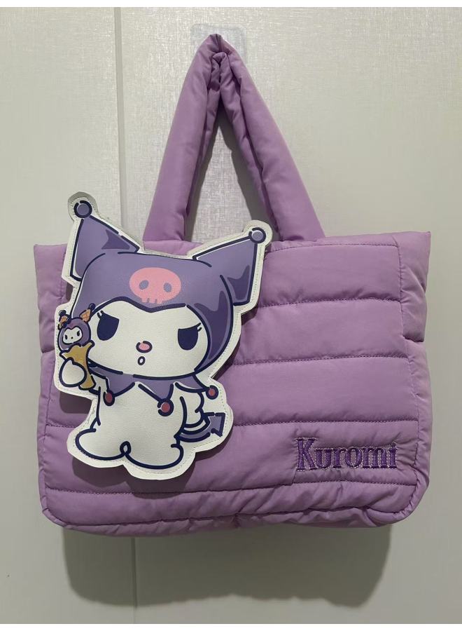 Cartoon Sanrio Down Cloth Handbag Cute Kuromi Tote Bag Meruti Shoulder Bag For Women-Color:Three-dimensional Kurome (order In Multiples Of 5)-Height:36*28cm (minimum Order Of 5 Pieces Per Style) - Image 1
