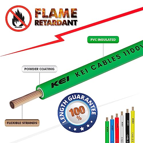 KEI WIRES & CABLES Homecab 0.5 sqmm 1 Core Copper Flame Retardant House Wire PVC Insulated Cable for Domestic & Industrial Electrical Wiring (Green, 90 Meters) - Image 3