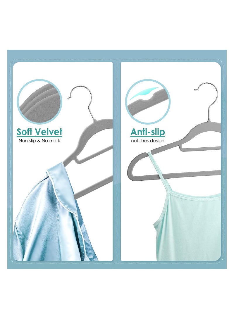 AXENTURE 50PACK 41.5CM VELVET GREY HANGER WITH TIE BAR - Image 5