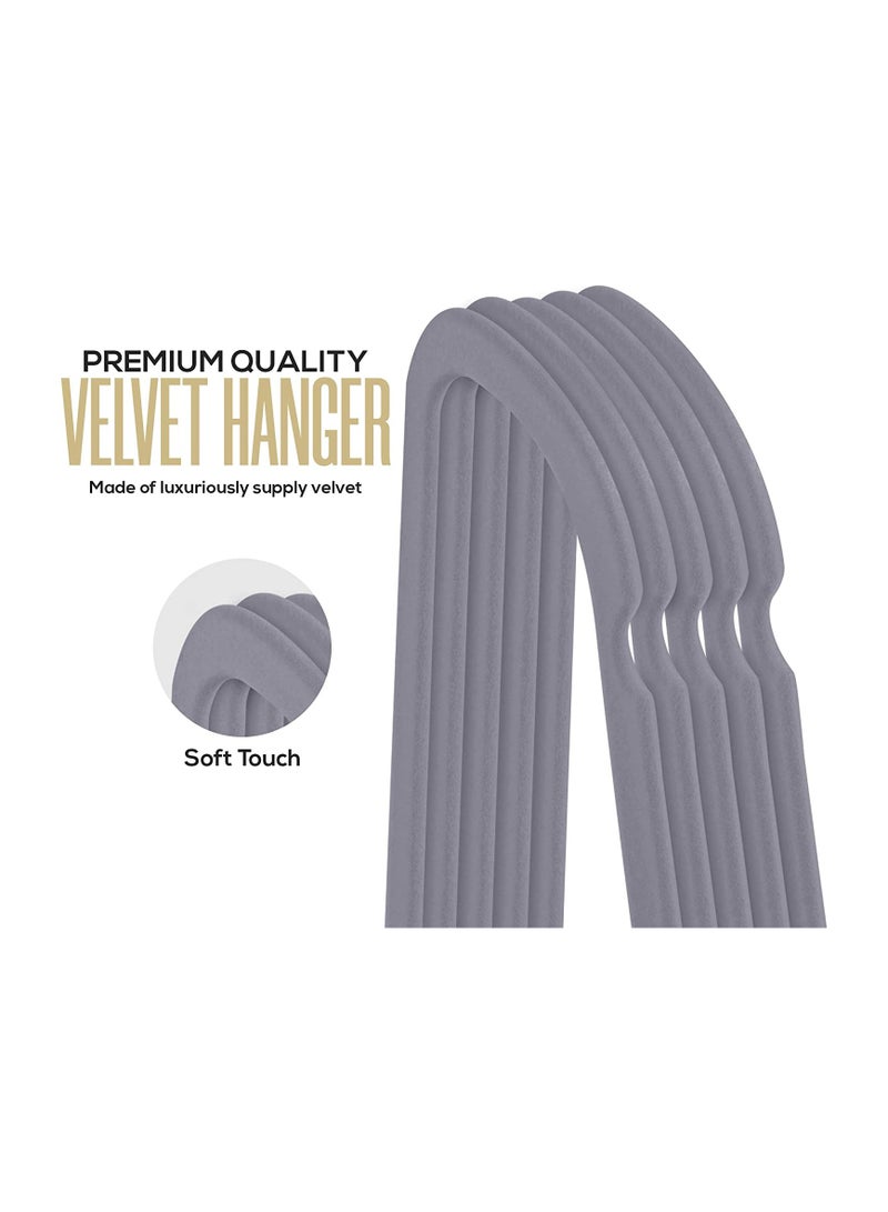 AXENTURE 50PACK 41.5CM VELVET GREY HANGER WITH TIE BAR - Image 4