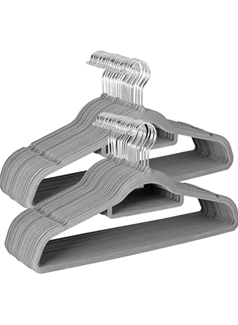 AXENTURE 50PACK 41.5CM VELVET GREY HANGER WITH TIE BAR - Image 2