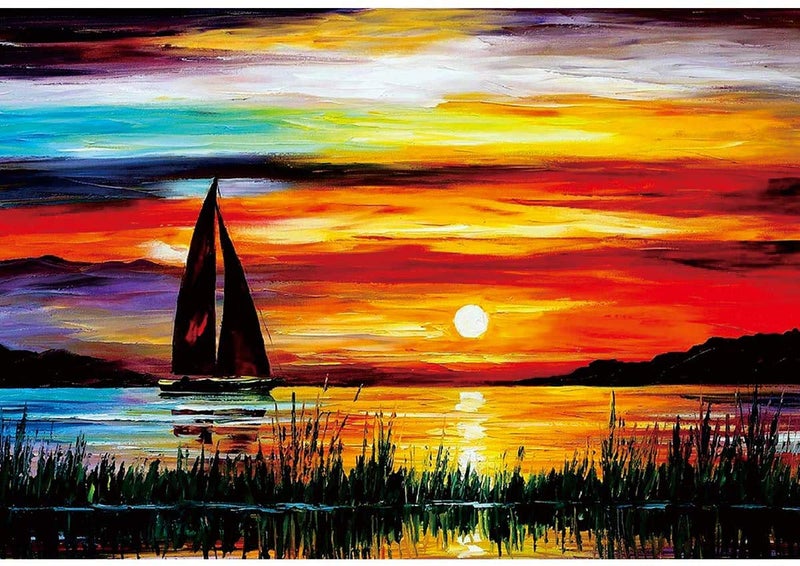 Moruska Sunrise Sailing Boat Puzzle for Adults 1000 Piece Wooden Jigsaw Puzzle Gradient Color Oil Painting Art Puzzles Difficult and Unique - Image 2