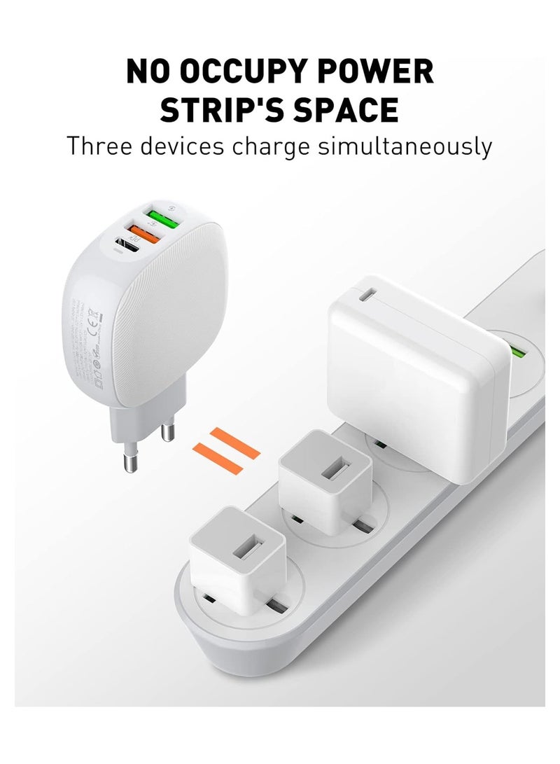 لدنيو شاحن حائط LDNIO A3510Q، 2x USB + USB-C، PD + QC 3.0، 32 وات TYPE-C- (أبيض) - Image 2