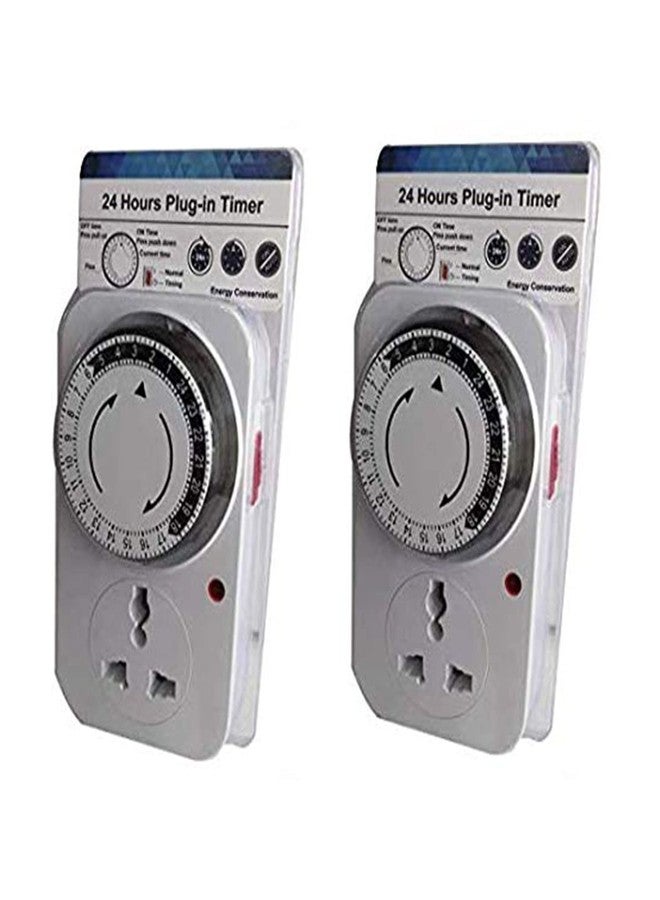 Quick Sense QS-T6 Mechanical Timer Switch | 24-Hour Plug-in Mechanical Timer | 30-Minute Segments | 16A Load | Energy-Saving Automation | Set of 2 - Image 1