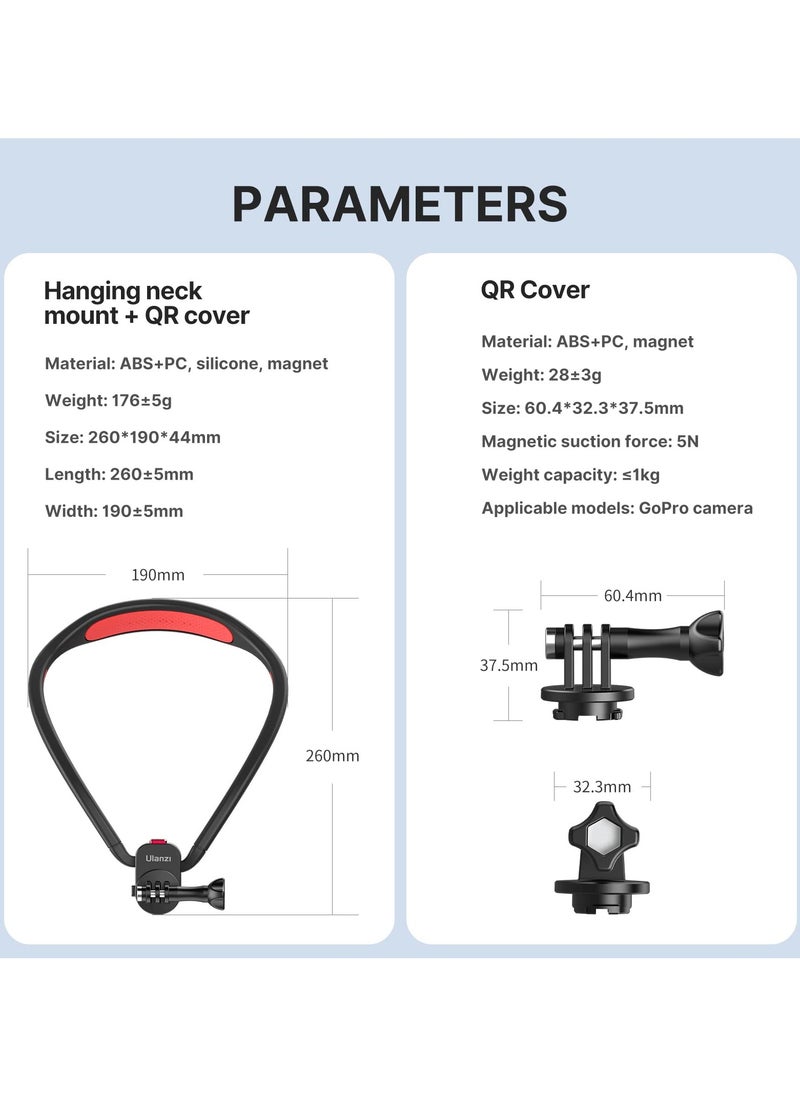 Ulanzi - Go-Quick Ii Neck Mount For Gopro Magnetic Necklace Holder, Camera Pov Mount Compatible With Gopro Hero12/11/10/9/8/7/6/5/4/Max, Akaso, Dji Osmo Action, Insta360 And Most Action Cameras - Image 1