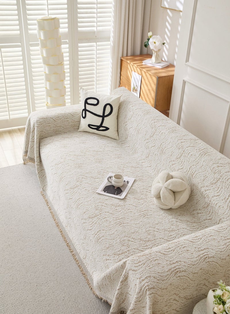 أهاكاك غطاء أريكة مزدوج الوجه - واقٍ للأريكة مضاد للخدش والسوائل، مزود بشراشيب، بتصميم عصري بسيط ولون موحد، ومناسب لجميع أنواع الأرائك. - Image 2