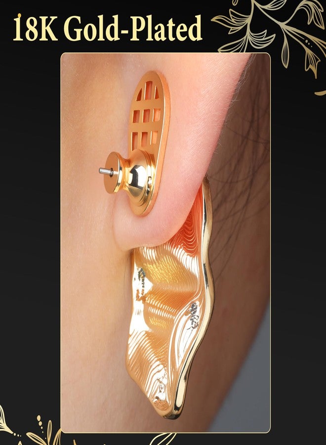 Starry 18K Gold Plated Earring Backs for Droopy Ears, 8pcs Earring Lifters Backs for Heavy Earring Grid-Design Earring Lifters - Image 4