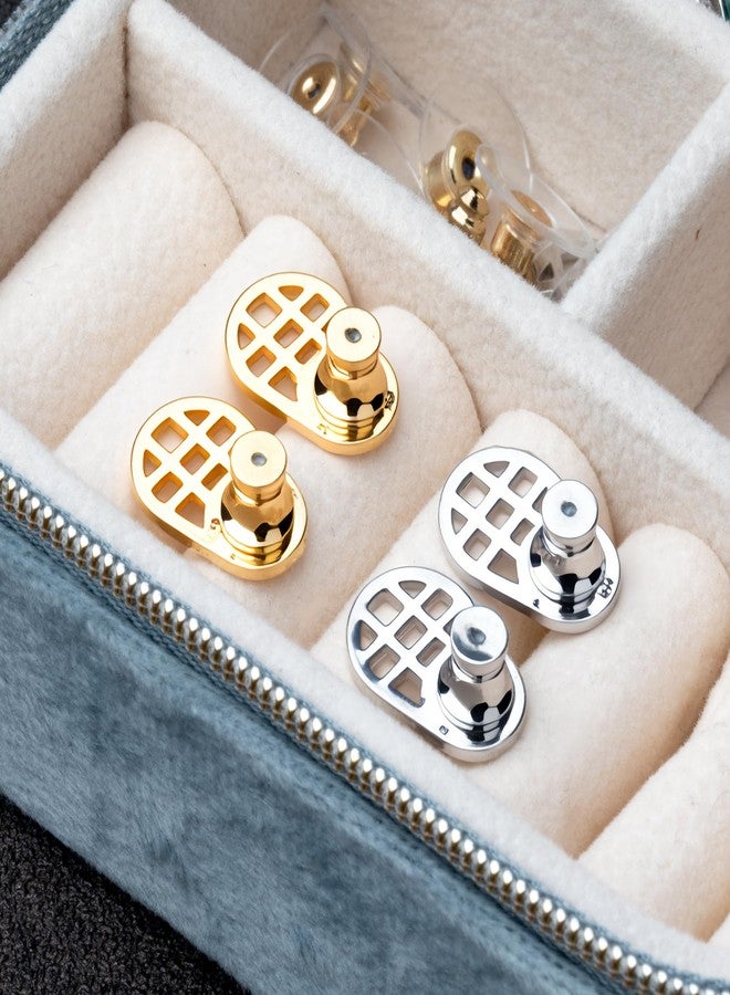 Starry 18K Gold Plated Earring Backs for Droopy Ears, 8pcs Earring Lifters Backs for Heavy Earring Grid-Design Earring Lifters - Image 3