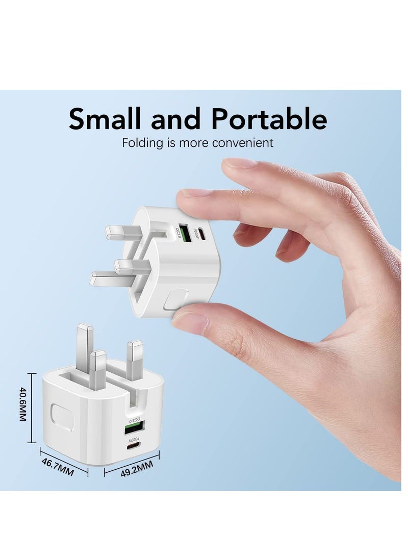 ECVV Dual Port 3.0 USB Type-C 20W PD Fast Charger UK Plug  - Image 5