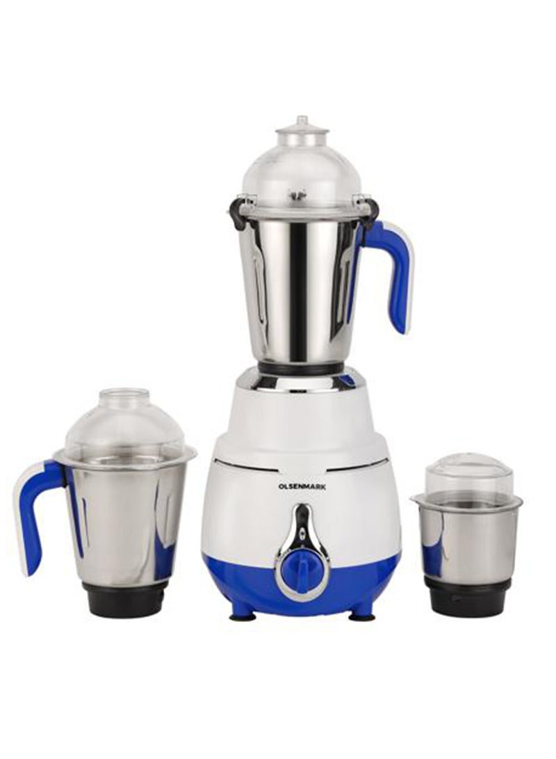 Olsenmark 3-in-1 Mixer Grinder - OMSB7015/ 1200W Powerful Motor, Stainless Steel Jars & Blades, 3 Jars with 3 Speed Control, Polycarbonate Jar Caps, Overload Protection, Ergonomic Design/ Ideal for Smoothies, Grinding & Blending/ White & Silver 0.01 L 1200 W OMSB7015 White - Image 2