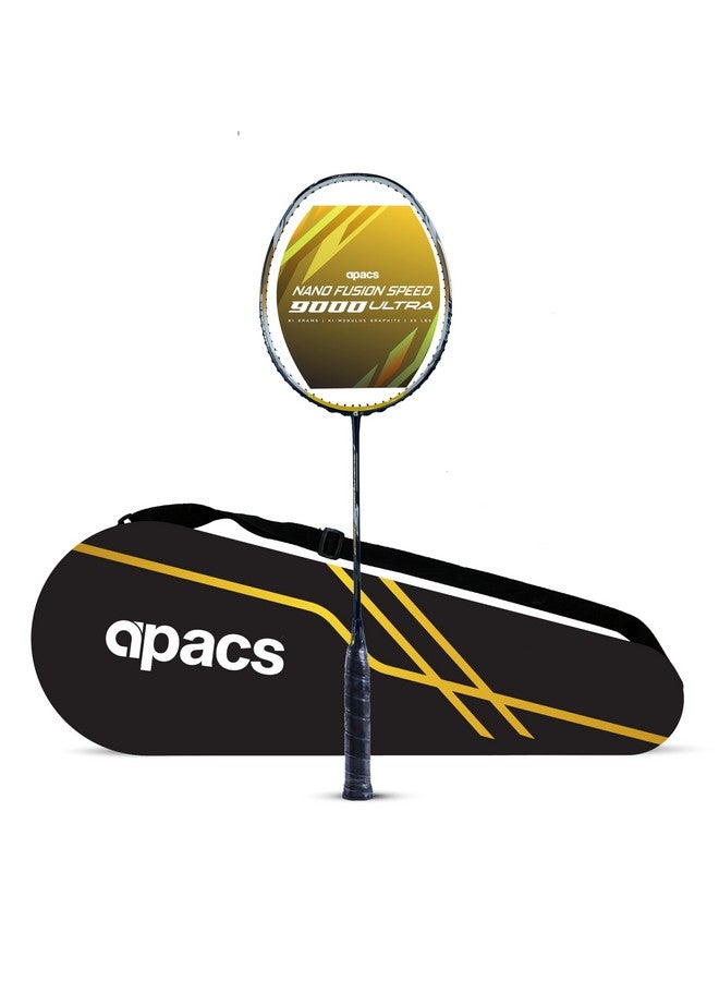 Apacs أباكس نانو فيوجن سبيد 9000 ألترا | 5U 33 رطل | ألياف كربونية عالية الجودة للمستوى الاحترافي | مضرب سرعة | مضرب بادل مع غطاء كامل (أصفر) - Image 1