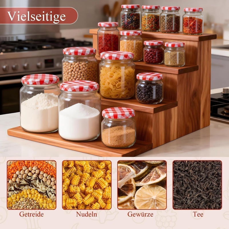 Hoceium Pack of 40 preserving lids, TO 63, red chequered, replacement lids for preserving jars, twist-off lid made of metal, airtight and food-safe, screw lids for jars and preserving jars, reusable - Image 3