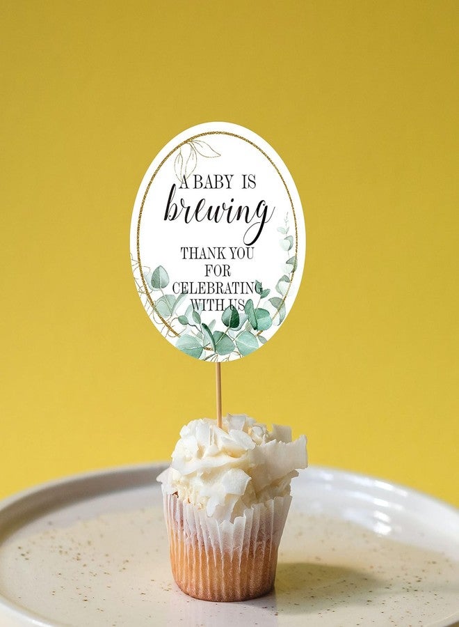 TENTADO 50 Greenery A Baby is Brewing Stickers - Gender Neutral Baby Shower Favor Stickers for Invitations, Candles, Popcorn, Water Bottles - 2 Inches. - Image 2