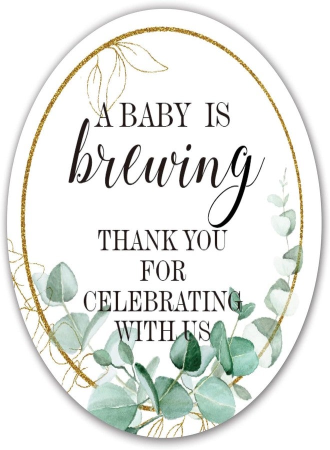 TENTADO 50 Greenery A Baby is Brewing Stickers - Gender Neutral Baby Shower Favor Stickers for Invitations, Candles, Popcorn, Water Bottles - 2 Inches. - Image 1