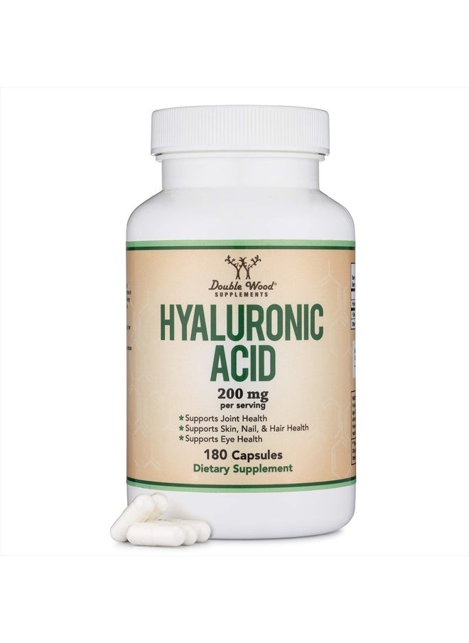 Double Wood Supplements Hyaluronic Acid Supplements -180 Capsules (Enhances Effects of Hyaluronic Acid Serum for Face) 200mg Per Serving for Skin and Face Aging Support (Acido Hialuronico) Gluten Free by Double Wood  - Image 1
