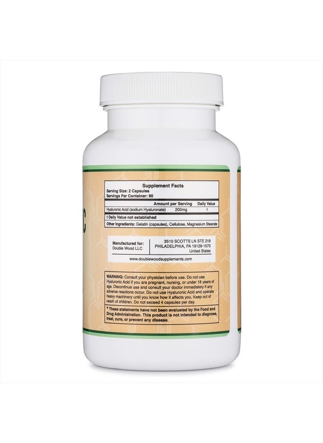 Double Wood Supplements Hyaluronic Acid Supplements -180 Capsules (Enhances Effects of Hyaluronic Acid Serum for Face) 200mg Per Serving for Skin and Face Aging Support (Acido Hialuronico) Gluten Free by Double Wood  - Image 2