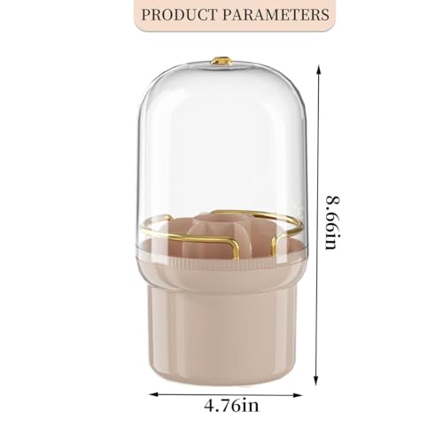 Dravina Makeup Brush Holder- 360°Rotating Cosmetic Organizer With Lid, Large Capacity & 7 Storage Sections | Multipurpose Dressing Table Organizer For Women| Vanity Toiletry 22 * 12cm (Pink) - Image 2