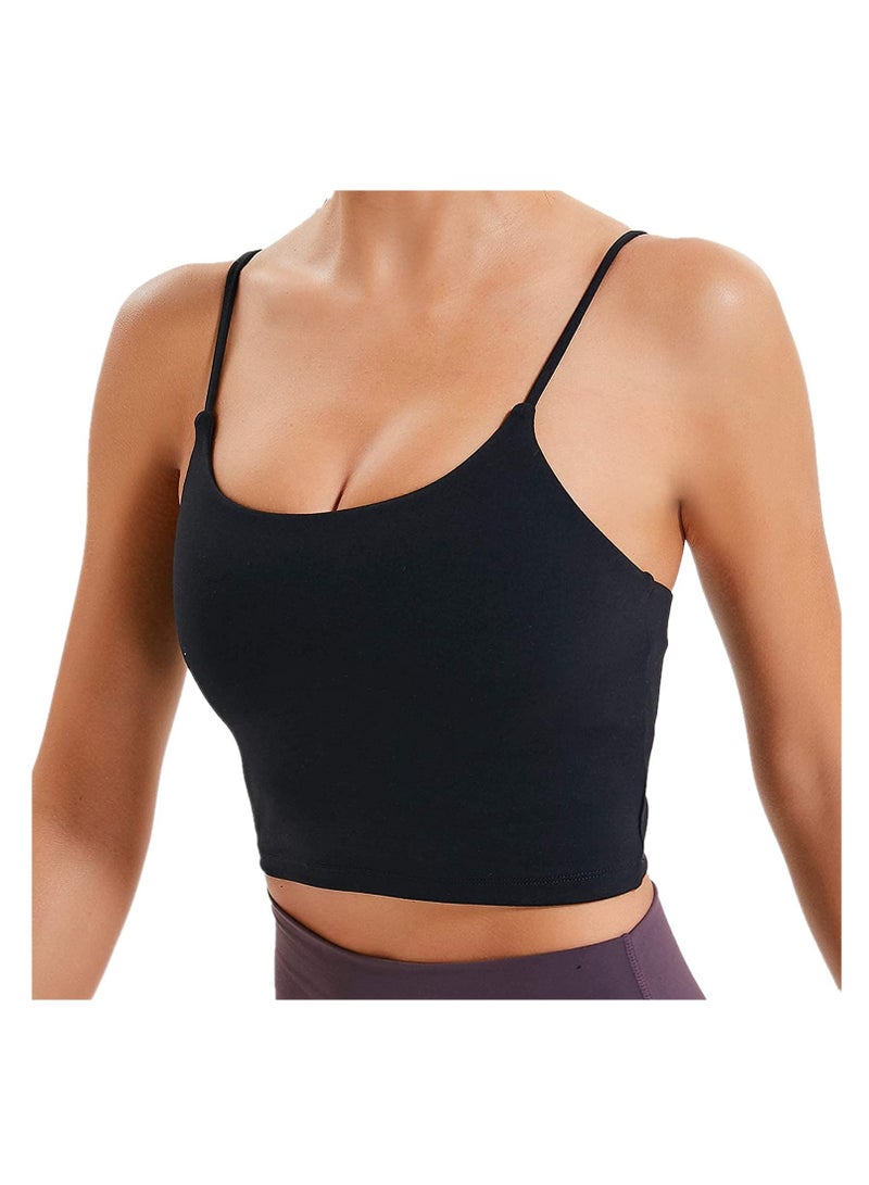 Excefore Women Padded Sports Bra Fitness Workout Running Shirts Yoga Tank Top Top(M,Black)  - Image 1