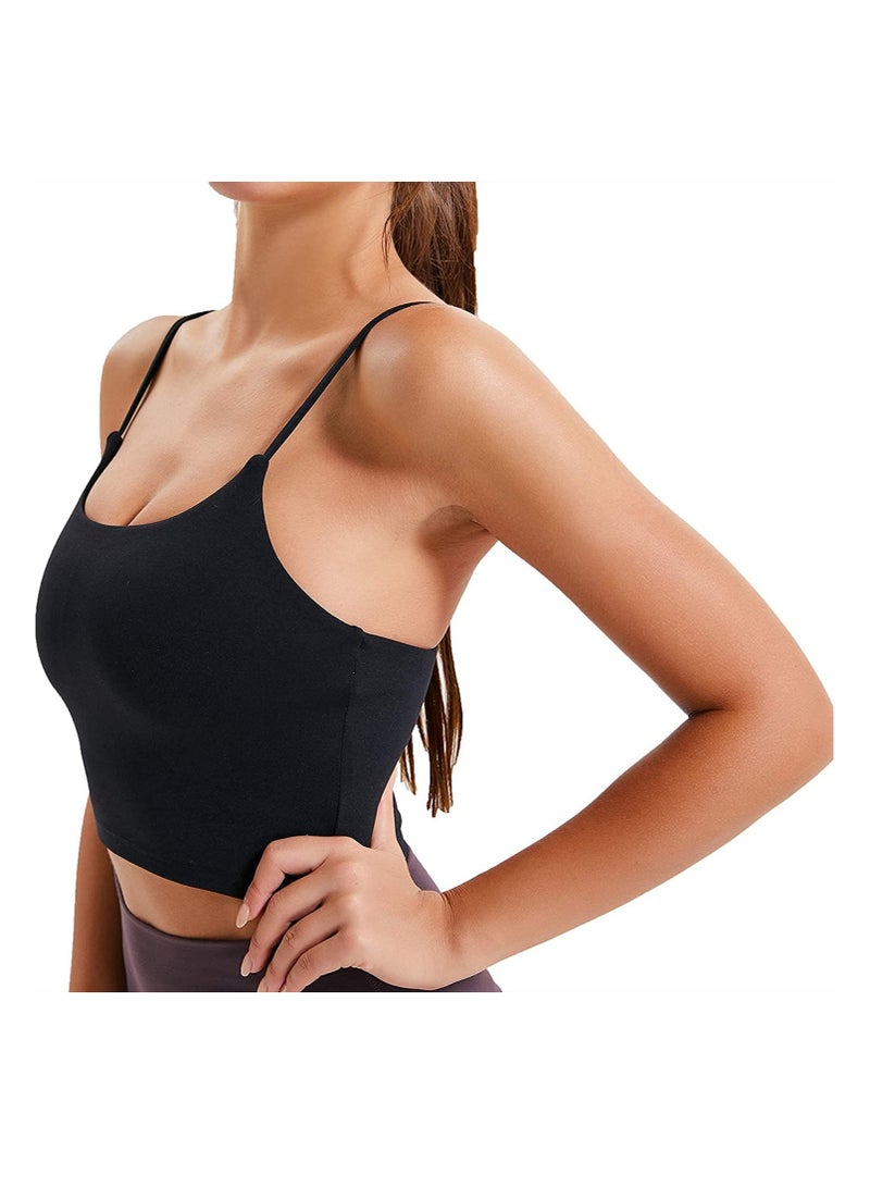 Excefore Women Padded Sports Bra Fitness Workout Running Shirts Yoga Tank Top Top(M,Black)  - Image 4