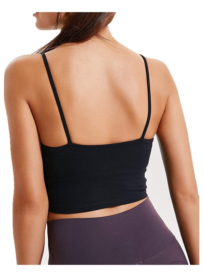Excefore Women Padded Sports Bra Fitness Workout Running Shirts Yoga Tank Top Top(M,Black)  - Image 5