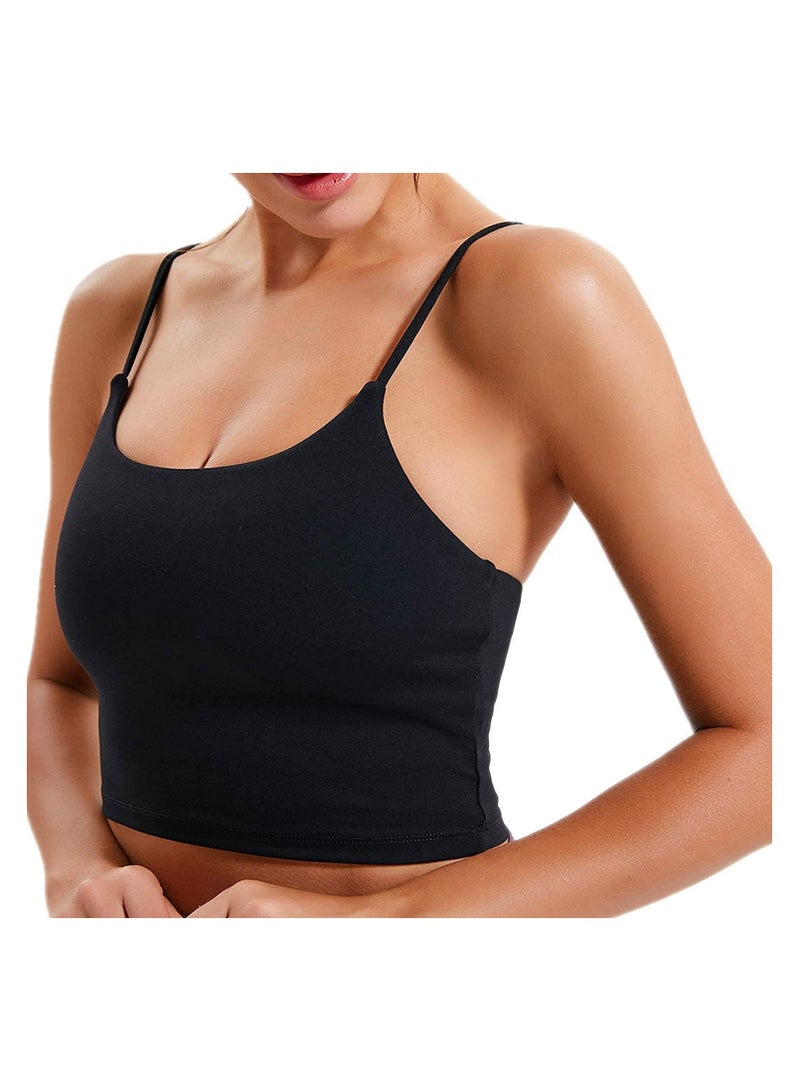 Excefore Women Padded Sports Bra Fitness Workout Running Shirts Yoga Tank Top Top(M,Black)  - Image 3