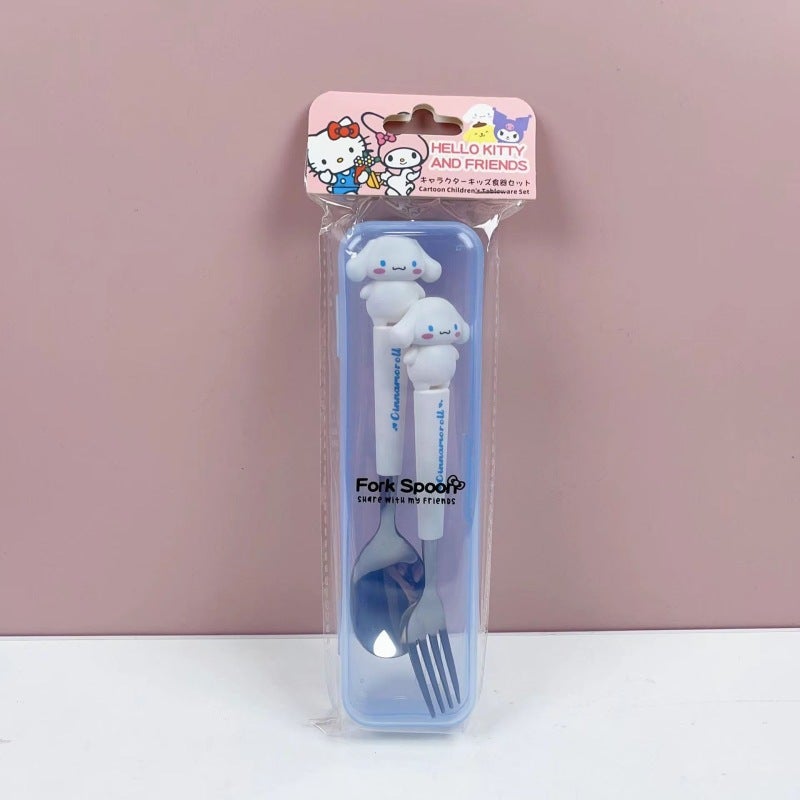 Stainless Steel Kids Dinnerware Set Cartoon Spoon Fork Portable Student Utensils for Children Home Kitchen - Image 1