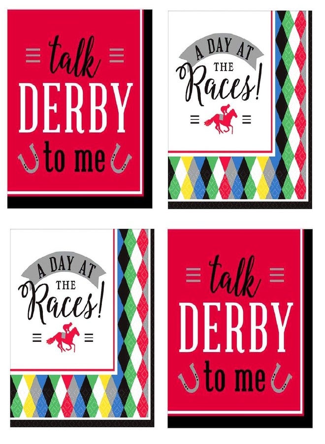FAKKOS Design Kentucky Derby Party Supplies Horse Race Cocktail Beverage Napkins 32 Count - Image 1