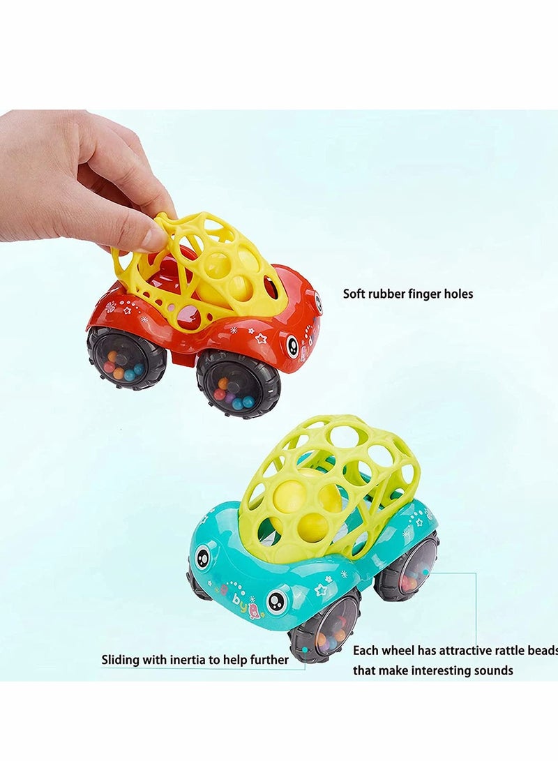 Zikra Baby Toy Cars Soft Rubber Hand Rattle Car Hole Ball Toy Early Educational 6-12 Months Boy Girl Infant (Red+Green) - Image 4