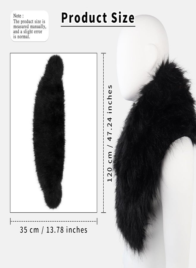 HAOAN Faux Fur Furry Shawl Fluffy Winter Warmer Sleeveless for Halloween Party Costume Accessory - Image 2