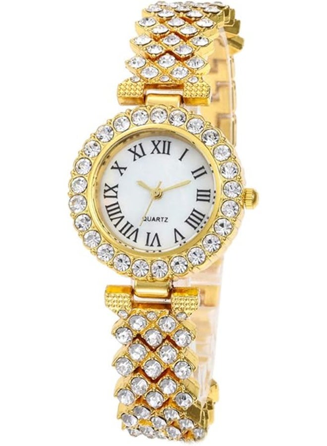 كوارتز ساعات نسائية ساعات كوارتز فاخرة مرصعة بالماس ساعات يد نسائية مع مجموعة أساور تاجية هدايا - Image 5