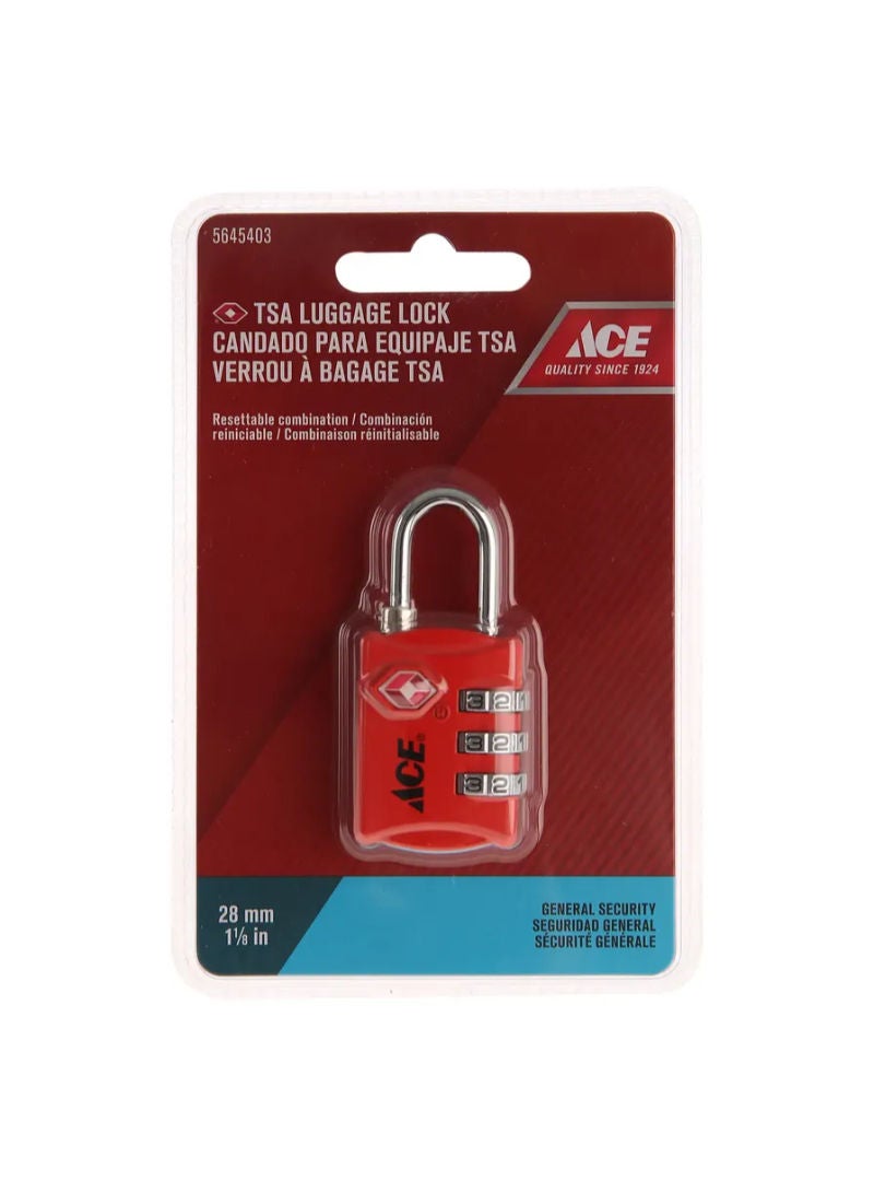 ACE ACE 3 Dial Zinc Alloy TSA Combination Padlock 25mm 
