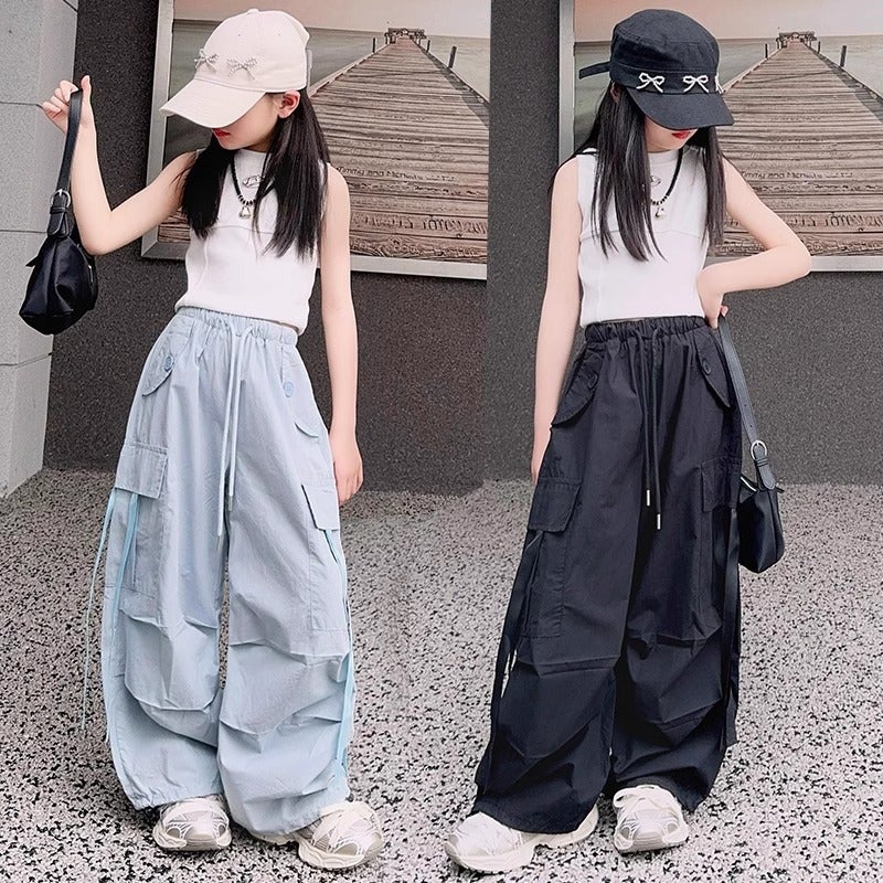 Girls' Workwear Casual Pants Arrival Big Kids Girls Fashionable Loose Spice Girl Style Ribbon Long Pants - Image 4
