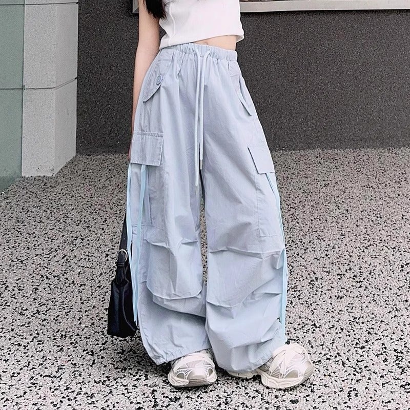 Girls' Workwear Casual Pants Arrival Big Kids Girls Fashionable Loose Spice Girl Style Ribbon Long Pants - Image 1