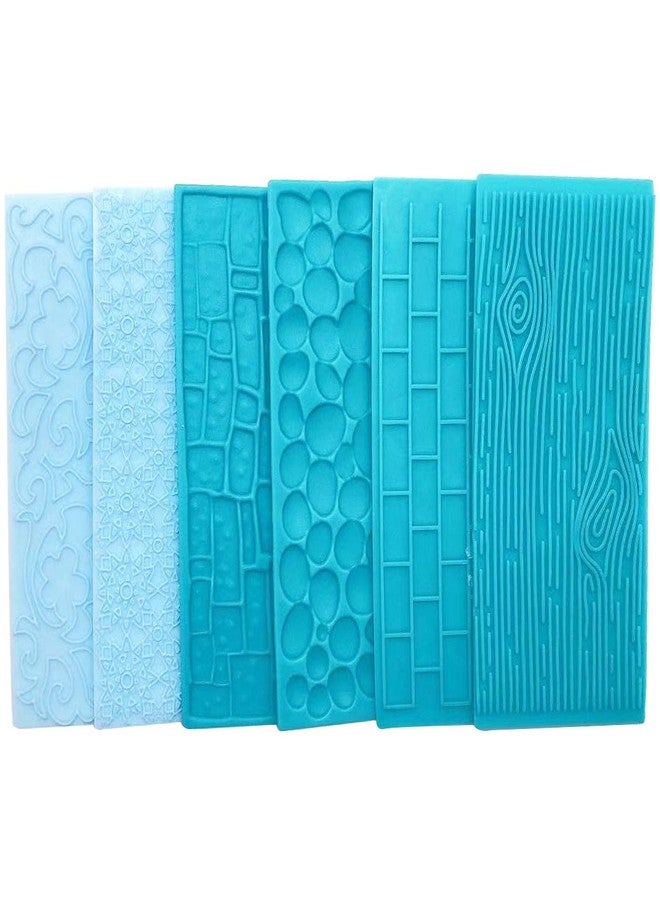Markeny 6 Pack Fondant Impression Mat Set Cake Decor Mold Set-Embossed Tree Bark/Flower/Cobblestone Texture Design Sugarcraft Decor Tool for Chocolate Cupcake Topper Wedding Cake - Image 1