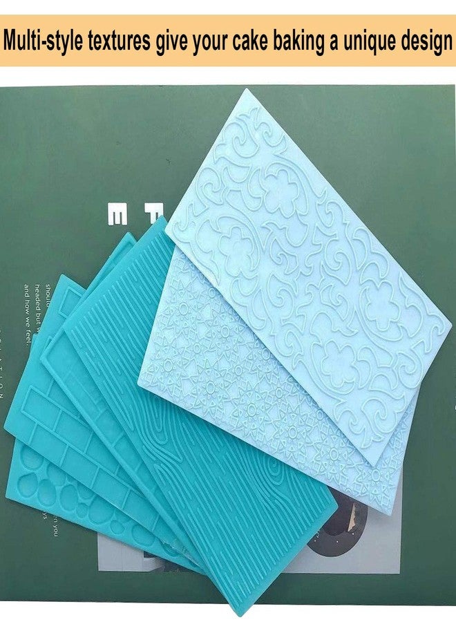 Markeny 6 Pack Fondant Impression Mat Set Cake Decor Mold Set-Embossed Tree Bark/Flower/Cobblestone Texture Design Sugarcraft Decor Tool for Chocolate Cupcake Topper Wedding Cake - Image 4