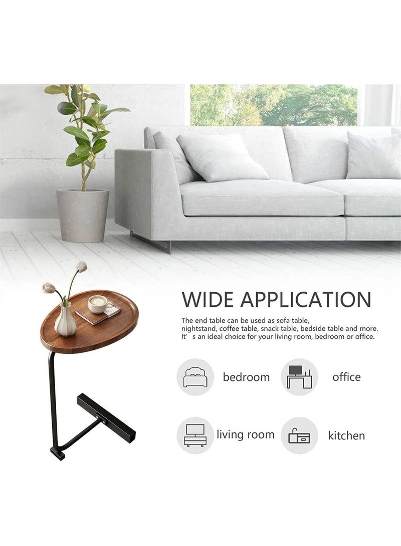 فكسر طاولة جانبية على شكل حرف C - طاولة جانبية صناعية للأريكة بإطار معدني، طاولة وجبات خفيفة للأريكة والسرير، ارتفاع 24 بوصة - Image 3