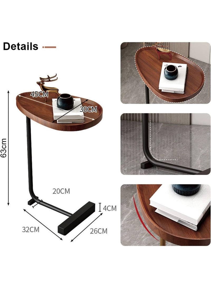 فكسر طاولة جانبية على شكل حرف C - طاولة جانبية صناعية للأريكة بإطار معدني، طاولة وجبات خفيفة للأريكة والسرير، ارتفاع 24 بوصة - Image 2
