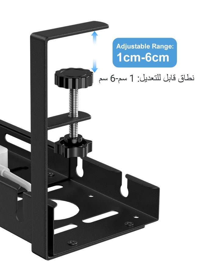 Snooe Under Desk Cable Management Tray, No Drill Cable Organizer Retractable Clamp Mounted Cord Organizer for Wire Management Under the Table, for Office, Home, Kitchen - Image 5