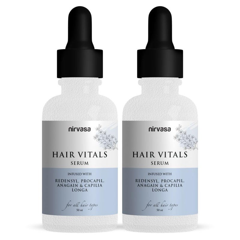 Nirvasa Hair Vitals Hair Growth Serum with 3 Redensyl Procapil Palmetto Natural DHT Blocker for Hairfall Control Growth Fast Absorption No Irritant NonSticky 50ml Hair Serum Pack of 2 - Image 1