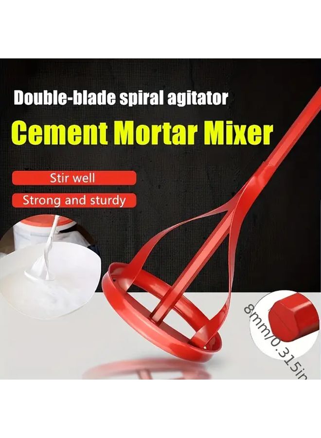 Red Heavy Duty Manual Mixer with Hex Shaft for Paint Plaster Grout Mortar - Image 4