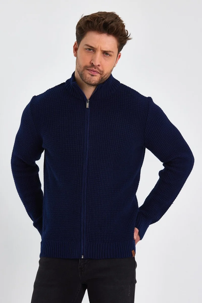 الكسندر جاردي Turtleneck Zippered Knit Cardigan (E22-5714)