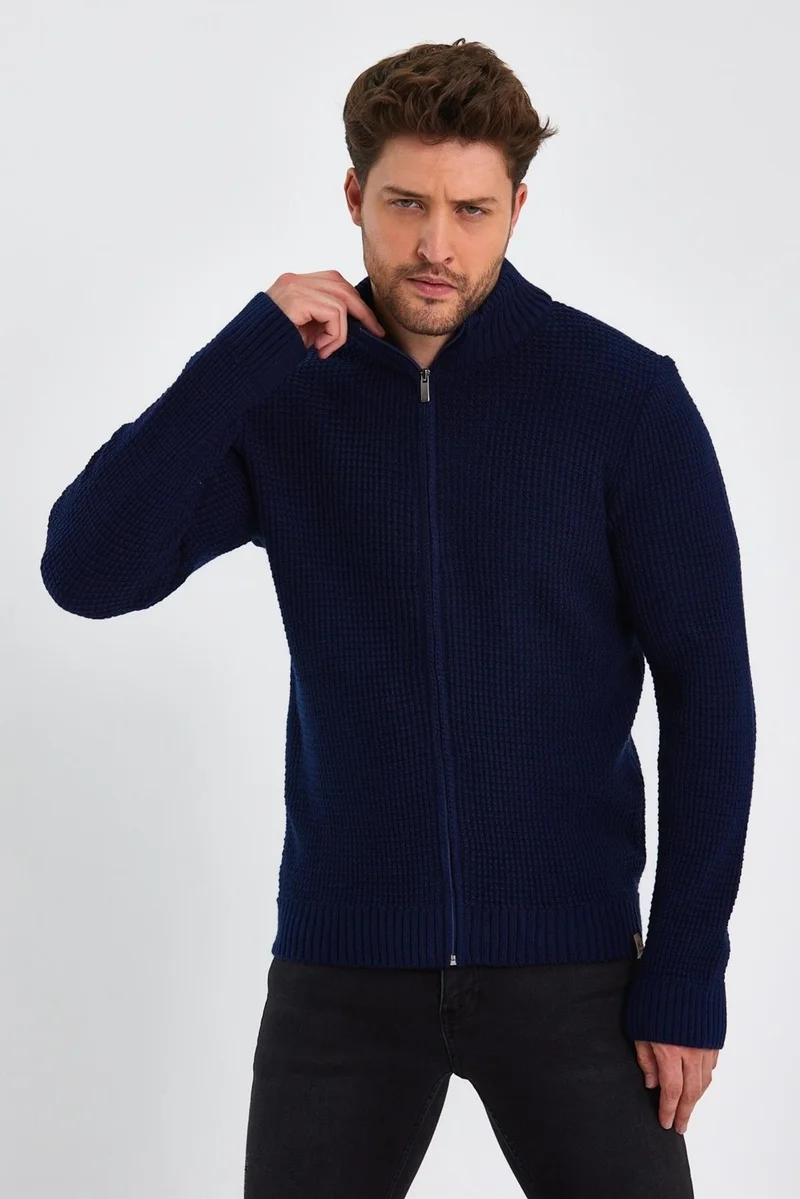 الكسندر جاردي Turtleneck Zippered Knit Cardigan (E22-5714)