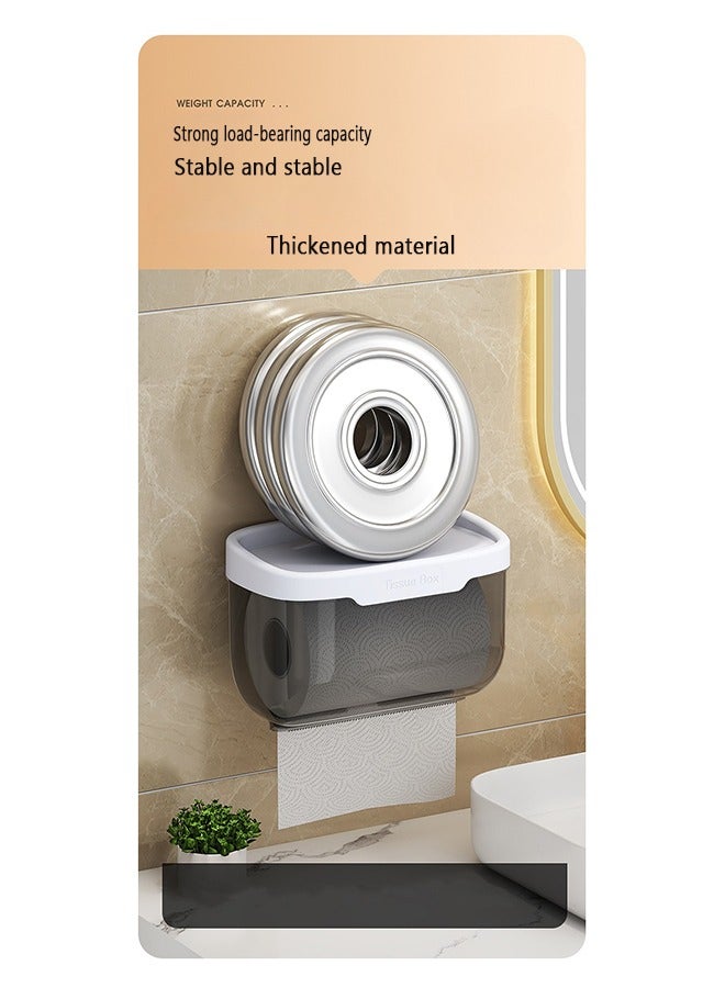 WangPangZi Wall Mounted Toilet Paper Holder Waterproof Bathroom Roll Dispenser Cat Proof No Drilling Grey for Home and Daily Use - Image 5